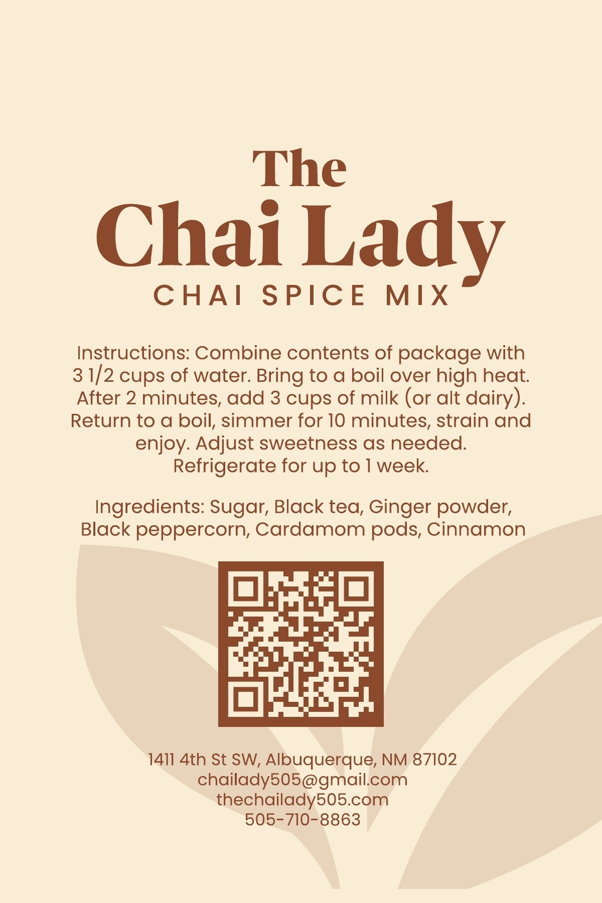 Chai Spice Packet (48oz Yield)