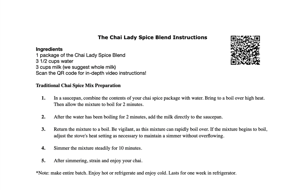 Chai Spice Packet Without Sugar